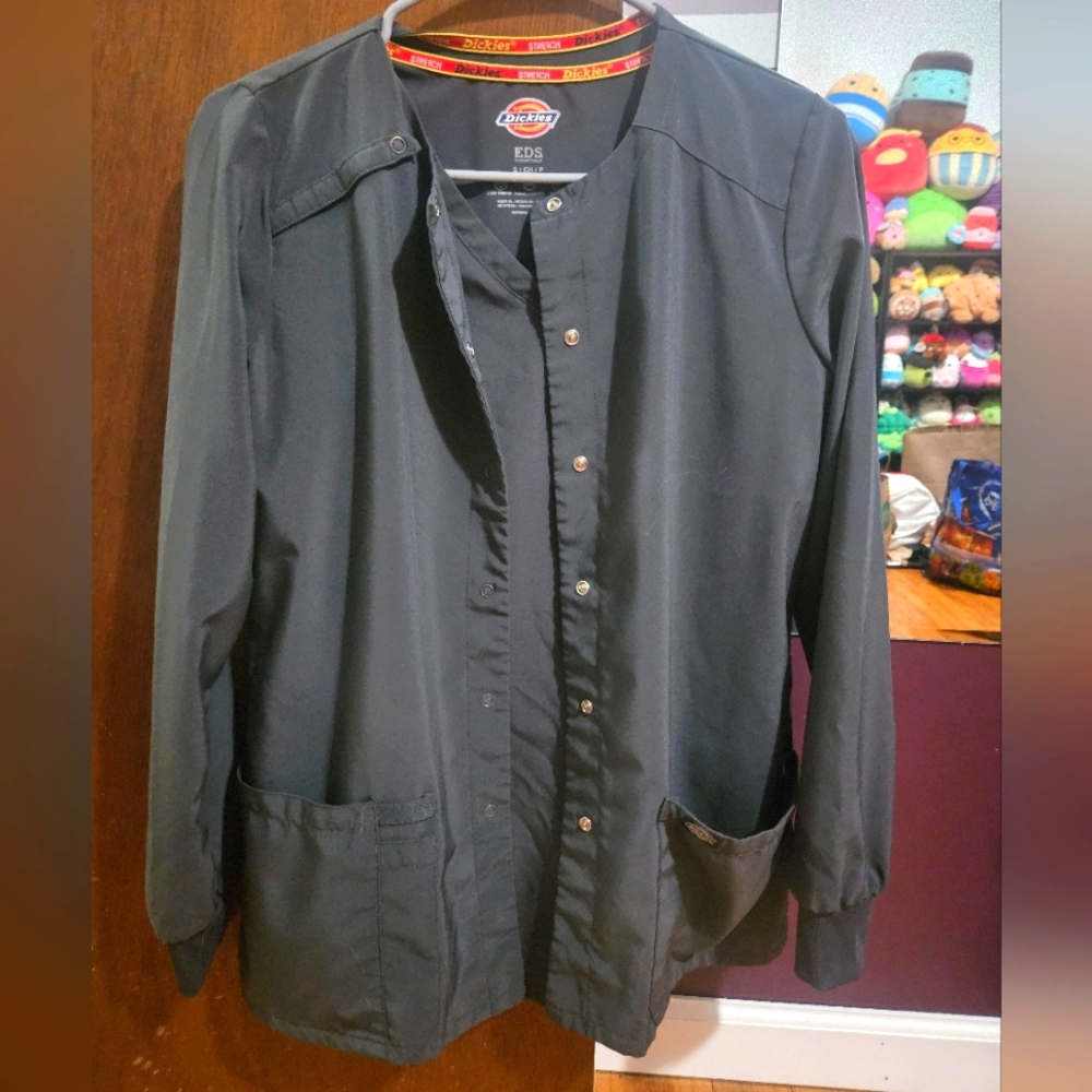Dickies Women's Stretch Essentials Snap Front Scrub Jacket & Matching V-neck Top